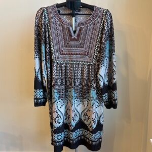 White Mark Bohemian Embroidered Sweater Dress